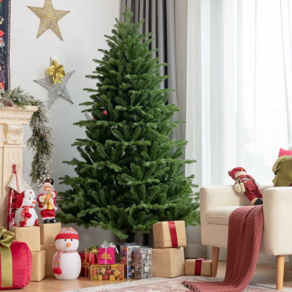 COSTWAY Künstlicher Weihnachtsbaum »Tannenbaum, Christbaum«, 180 cm, mit 1808 PE & PVC Zweigen, Metallständer & Klappsystem