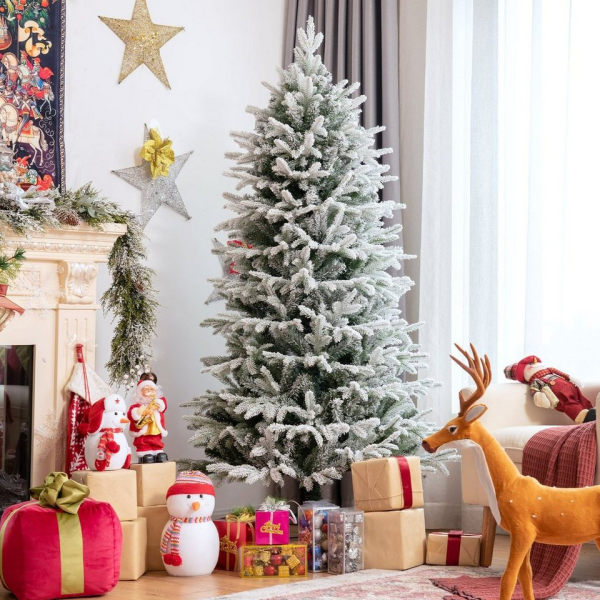 COSTWAY Künstlicher Weihnachtsbaum »Tannenbaum mit Schnee«, 180cm, mit Metallständer, 1870 PVC & PE Zweigen, ideal für Zuhause, Büro, Geschäfte