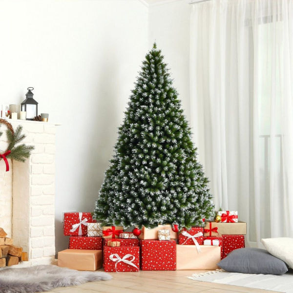 COSTWAY Künstlicher Weihnachtsbaum »Verschneiter Tannenbaum«, 150cm, mit 800 Zweigen und Metallständer, für Haus, Büro
