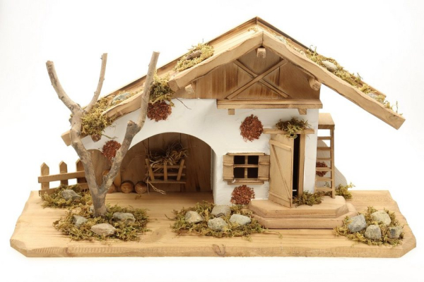 Creation Gross Krippe »Holz Krippenstall, Holzkrippe, Weihnachtskrippe 55*19*28cm (OHNE Krippenfiguren)« (1-tlg), aus Holz, für Figuren bis zu 17cm…