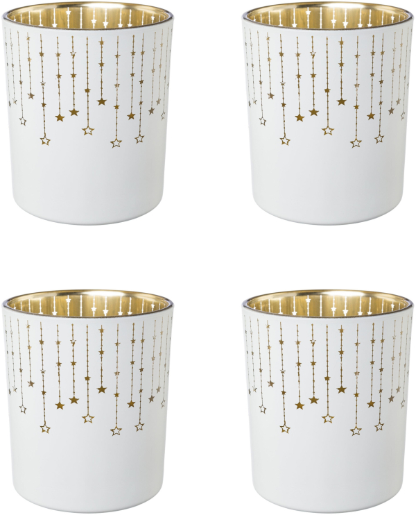 Creativ deco Teelichthalter, (4 St.), mit goldfarbener Innenseite