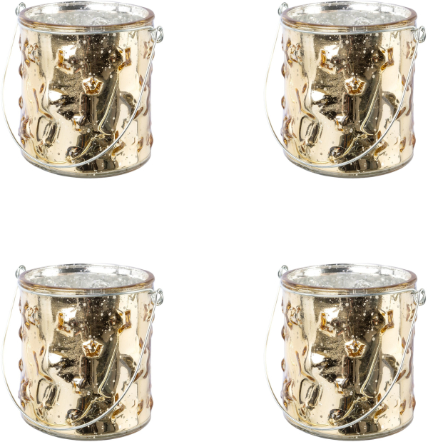 Creativ deco Windlicht, (4 St.), Glas mit Stern-Struktur