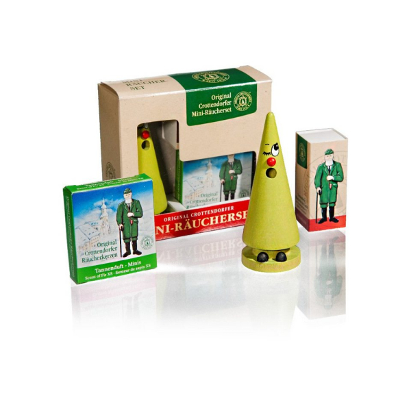 Crottendorfer Räuchermännchen »2071-1, Ziegenbein Wilma Waldmoos«, Geschenkset inkl. Mini Räucherkerzen und Streichhölzer, Made in Germany