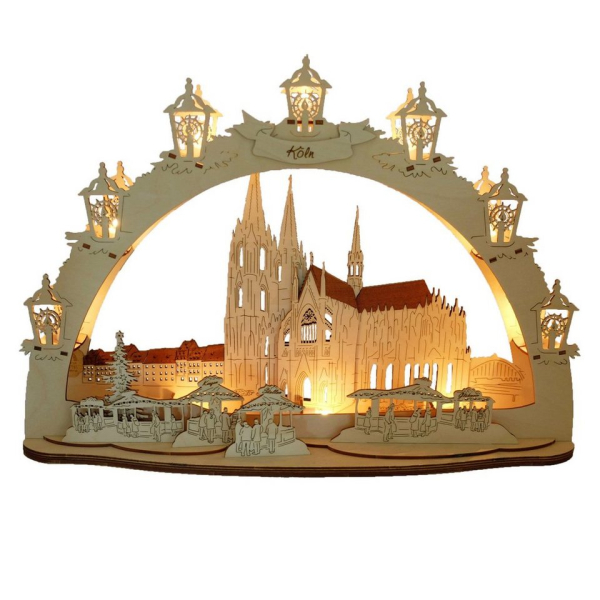 DeColibri LED Schwibbogen »LED Schwibbogen Kölner Dom, 3D Optik Ost – Erzge«, Erzgebirge Weihnachten Handwerkskunst