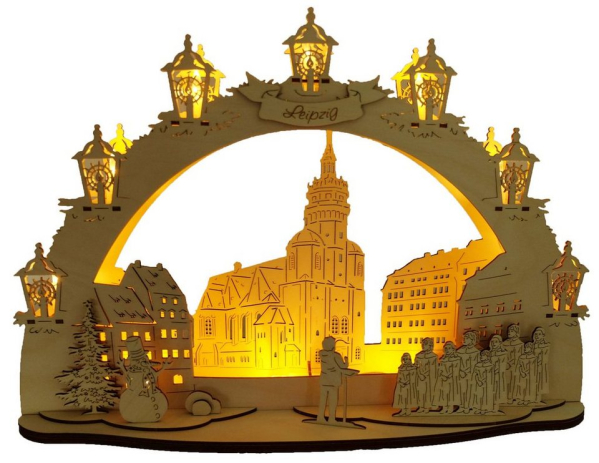 DeColibri LED Schwibbogen »LED Schwibbogen Nikolaikirche Leipzig, 3D Optik«, Erzgebirge Weihnachten Handwerkskunst
