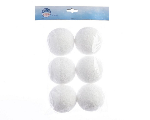 Decoris season decorations Christbaumschmuck, Weihnachtskugeln Kunststoff Schneebälle 8cm weiß, 6 Stück