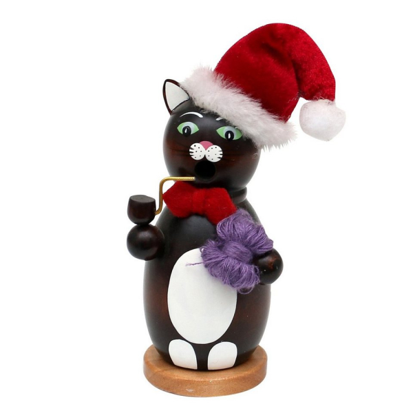 Dekohelden24 Räuchermännchen »Holz-Räuchermann Katze, in schwarz, ca. 13 cm«, (1 St)