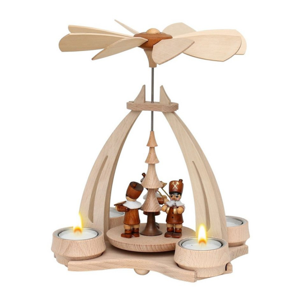 Dekohelden24 Weihnachtspyramide »Pyramide aus Buchenholz mit 3 Bergleuten, ca. 24«