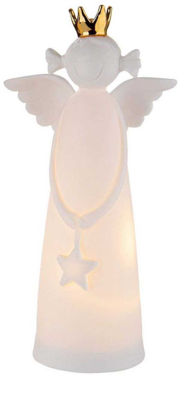 dekojohnson Dekoobjekt »LED Weihnachtsengel Krone Timerfunktion weiß 16 cm«