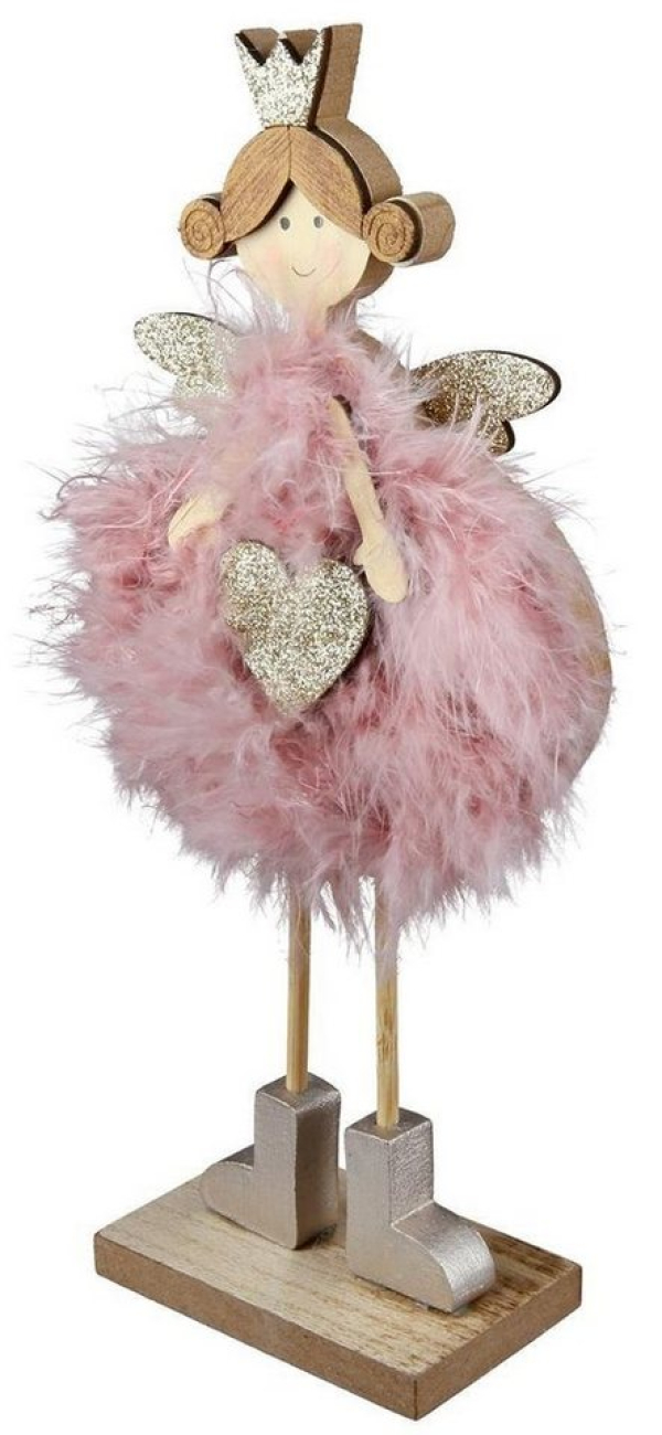 dekojohnson Engelfigur »Deko-Engel Weihnachtsengel mit Herz rosa gold 24cm«