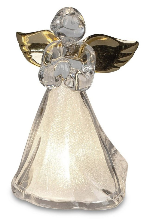 dekojohnson Engelfigur »LED Weihnachtsengel Acryl-Figur 11cm klar gold«