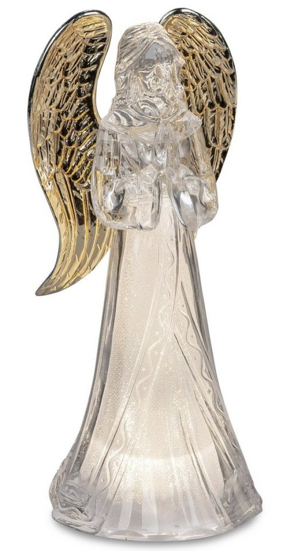 dekojohnson Engelfigur »LED Weihnachtsengel Acryl-Figur 22cm klar gold«