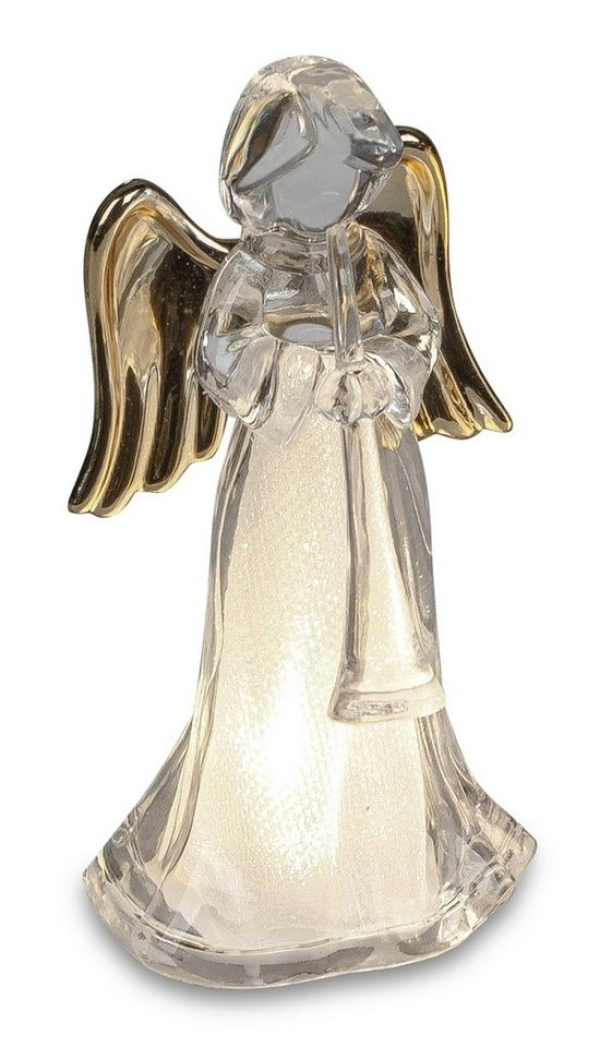 dekojohnson Engelfigur »LED Weihnachtsengel Acryl-Figur klar gold 11cm«