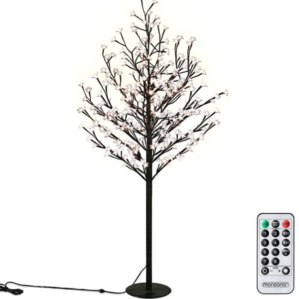 Deuba Künstlicher Weihnachtsbaum, Kirschblütenbaum 180 cm 200 LED Warmweiß Innen & Außen IP44 Fernbedienung 8 Leuchtmodi Dimmbar Timer Biegsam…