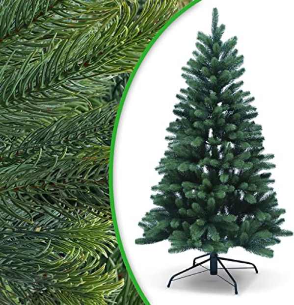 DILUMA Weihnachtsbaum Künstlich 150cm – Spritzguss Tannenbaum Wie Echt, Metall Standfuß, Modulares Stecksystem, Schwer Entflammbar B1 Zertifikat -…