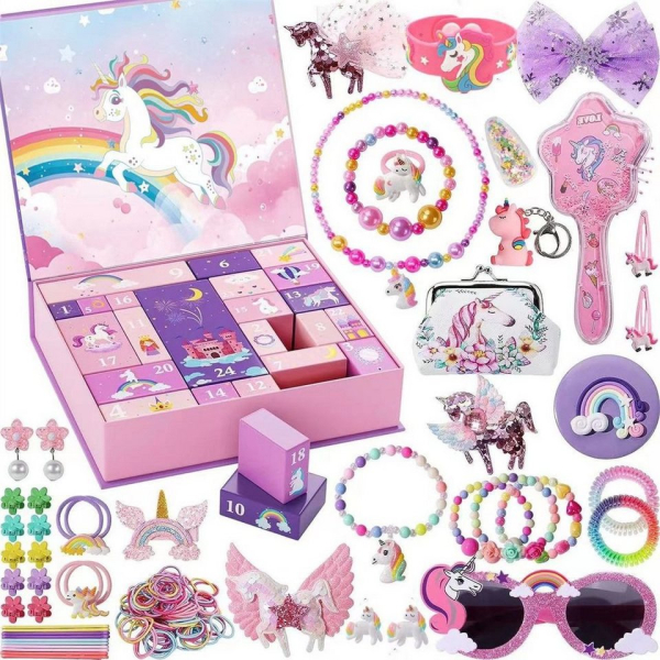 Discaver Adventskalender Adventskalender 2023 für Mädchen, Weihnachts-Countdown-Kalender (1-tlg), Einschließlich Haarschmuck, Schmuck, Haarnadeln, Armbänder usw.