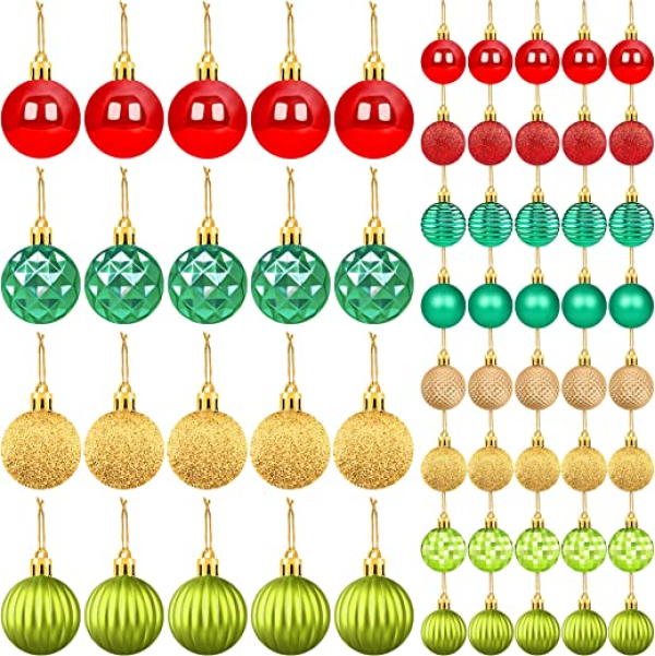 Duufin 60 Stücke Christbaumkugeln Set Weihnachtskugeln Kunststoff Bunt Christbaumschmuck Weihnachtsbaum Deko Weihnachtskugeln Baumschmuck