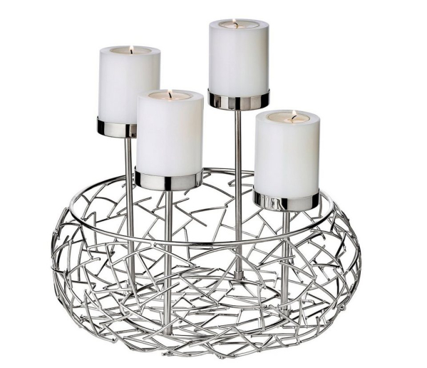 EDZARD Adventskranz »Milano Up«, (30 cm) Kerzenhalter für Stumpenkerzen, Weihnachtsdeko für 4 Kerzen á Ø 6 cm, Kerzenkranz als Tischdeko mit…
