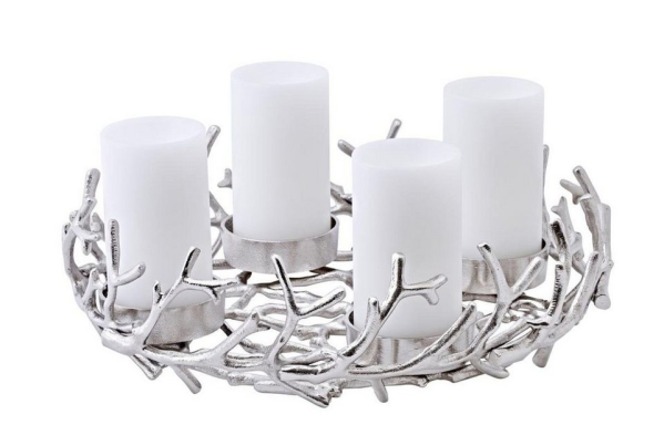 EDZARD Adventskranz »Porus L«, (42 cm) Kerzenhalter für Stumpenkerzen, Weihnachtsdeko für 4 Kerzen á Ø 8 cm, Kerzenkranz als Tischdeko als…