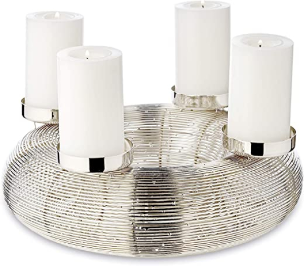 EDZARD Adventskranz Verona, Edelstahl vernickelt, Ø 30 cm