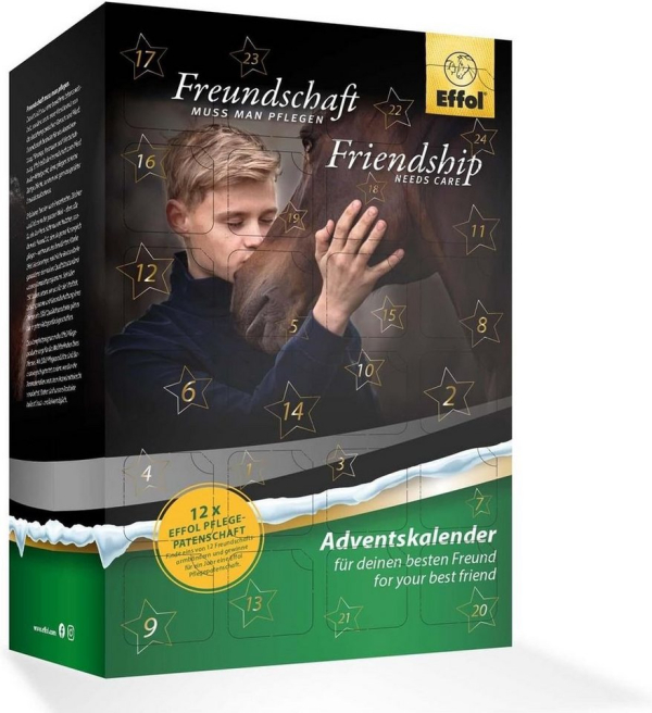 Effol Adventskalender Adventskalender echte Pferde 2023, Advent Kalender Pferd & Reiter (24-tlg), Pferde Produkte Calender, Pferdepflege, Weihnachtskalender