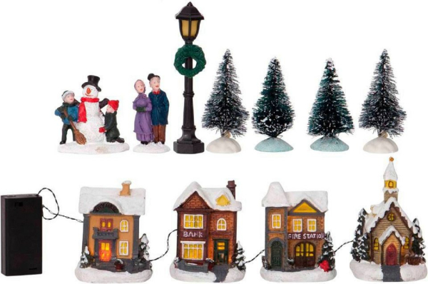 EGLO Weihnachtsdorf »BIRMINGHAM«, beleuchtet, 11-teiliges Set, mit Ein- / Aus Schalter, Batteriebetrieb