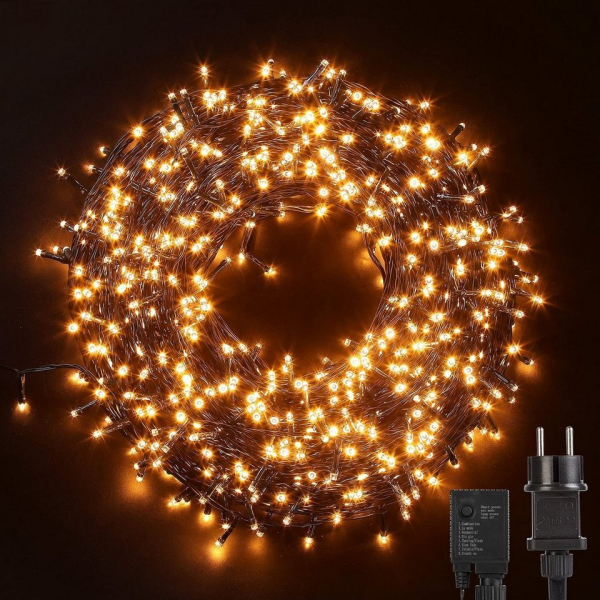 Elegear LED-Lichterkette, 1000-flammig, ilikable LED Weihnachtsbeleuchtung Außen Lichterkette, 8 Modi IP44 Wasserdicht Lichterkette für Weihnachten…