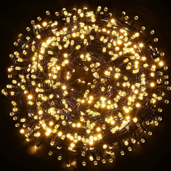Elegear LED-Lichterkette, LED Lichterkette Außen 100M 1000 LEDs Superhelle LED Lichterkette Warmweiß 8 Modi LED Weihnachtsbeleuchtung Strombetrieb…