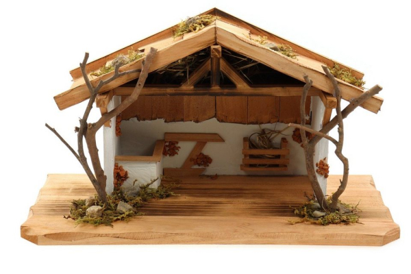 ELLUG Krippe »Holz Krippenstall, Weihnachtskrippe 38 * 18 * 21cm Holzstall Krippe (OHNE Krippenfiguren)«