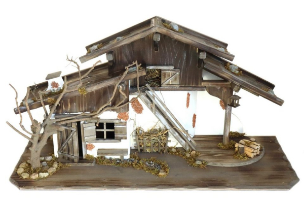 ELLUG Krippe »Krippenstall, Weihnachtskrippe aus Holz 115*44*58cm (OHNE Krippenfiguren)« (1-tlg), aus Holz
