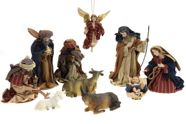 ELLUG Krippenfigur »Krippenfiguren Set 10-teilig mit Kleidern aus Stoff ca. H.: 17 cm« (10 St)