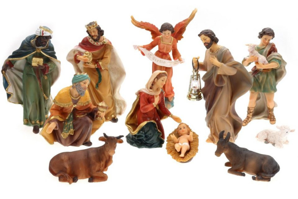 ELLUG Krippenfigur »Krippenfiguren Set 11teilig, Höhe bis zu 19cm Laterne mit Licht, Weihnachtskrippe Figuren Krippenzubehör Weihnachtsdeko, aus…