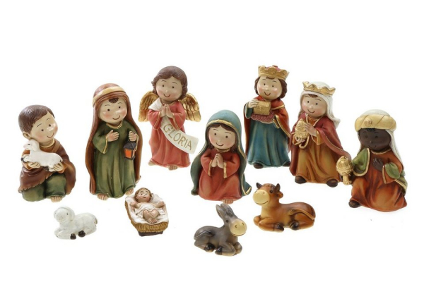 ELLUG Krippenfigur »Mini Krippenfiguren Set 11teilig H.: ca. 10cm Weihnachtsdeko Weihnachtskrippe Krippenzubehör aus Polyresin« (11 St)