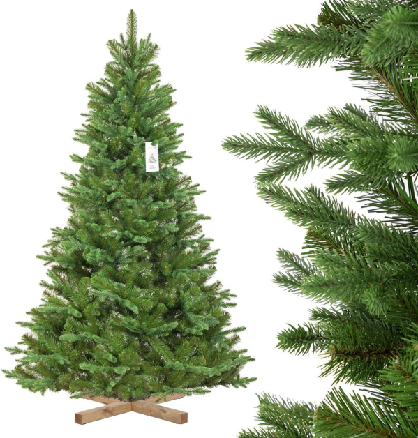 FairyTrees Weihnachtsbaum künstlich NORDMANNTANNE Edel, Material PU und PVC, inkl. Holzständer, FT25-180