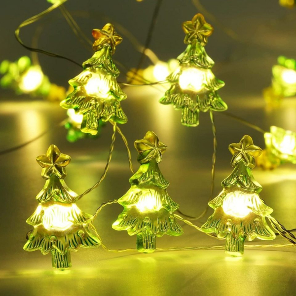 Favson Lichterkette »Weihnachtsbaum Förm Lichterkette, 20 LED 2M Batterie Weihnachten Lichterkette Silberdraht Lichterketten für DIY Fenster Winter…