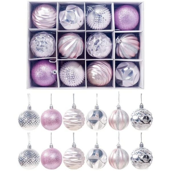 Favson Weihnachtsbaumkugel »12 Stück Weihnachtskugeln, 60mm Kunststoff Christbaumkugeln, Weihnachtsbaum Deko Baumschmuck zum Aufhängen für…