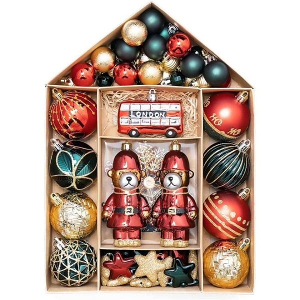 Favson Weihnachtsbaumkugel »Weihnachtsbaum-Schmuck Weihnachtskugeln Weihnachtsdeko Set Weihnachtskugeln Kunststoff Weihnachtsdeko mit Aufhänger…