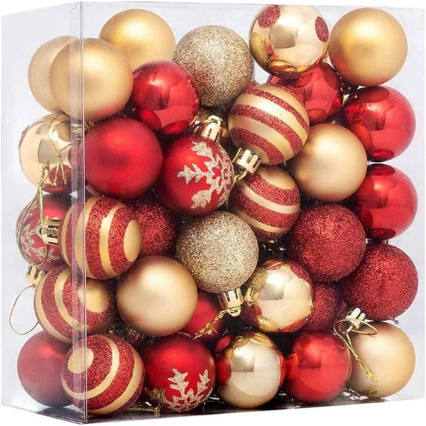 Favson Weihnachtsbaumkugel »Weihnachtskugeln, 50 Stück, 4 cm Ornament, Rot Gold, Weihnachtsbaumschmuck, matt funkelnde Christbaumkugeln für…
