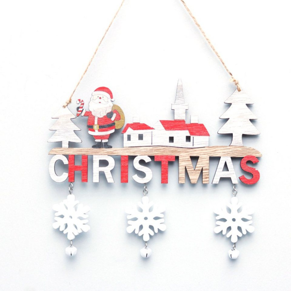 FeelGlad Dekoobjekt »Weihnachtsanhänger, Weihnachtsmann Türanhänger aus Holz, Weihnachtsbaumschmuck«