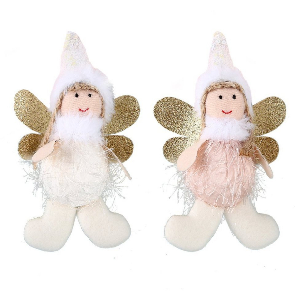 FeelGlad Dekoobjekt »Weihnachtsengel-Anhänger, 2er-Set weiß + rosa Anhänger, weihnachtlich dekoriert«