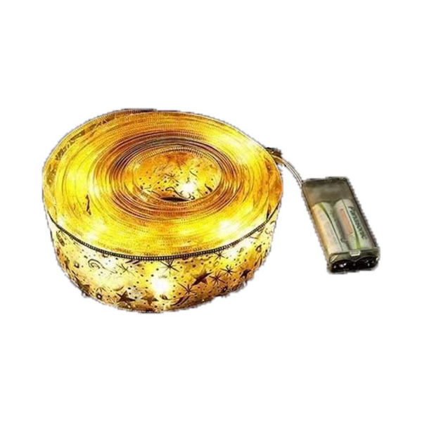 FeelGlad LED-Lichterkette »Weihnachtsband Lichter, 2m 20 Licht warmen goldenen Band für Garten Terrasse Dekoration«, 20-flammig