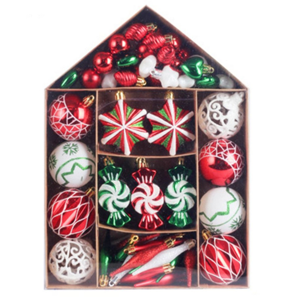 FeelGlad Weihnachtsbaumkugel »Weihnachtskugel-Deko-Set, rot, grün und weiß bemalte Weihnachtskugeln, Christbaumbehang«