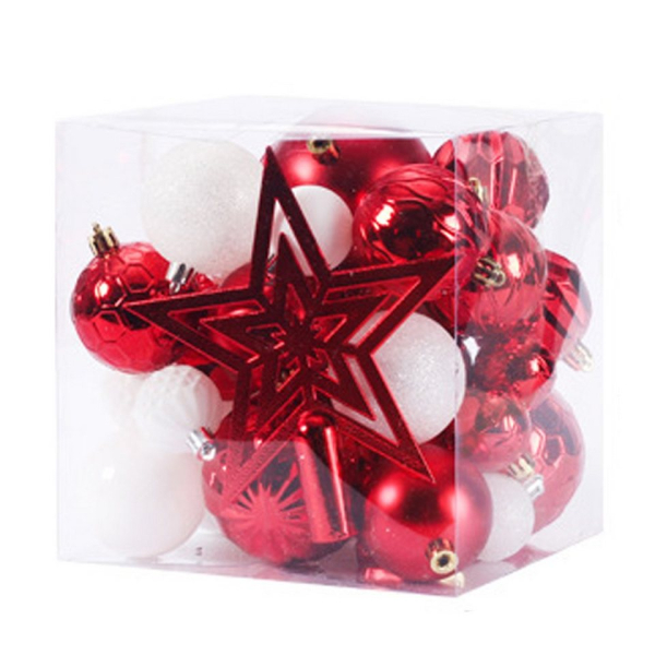 FeelGlad Weihnachtsbaumkugel »Weihnachtskugel Ornament, rot-weißes Set aus 45 Accessoires, Christbaumschmuck«