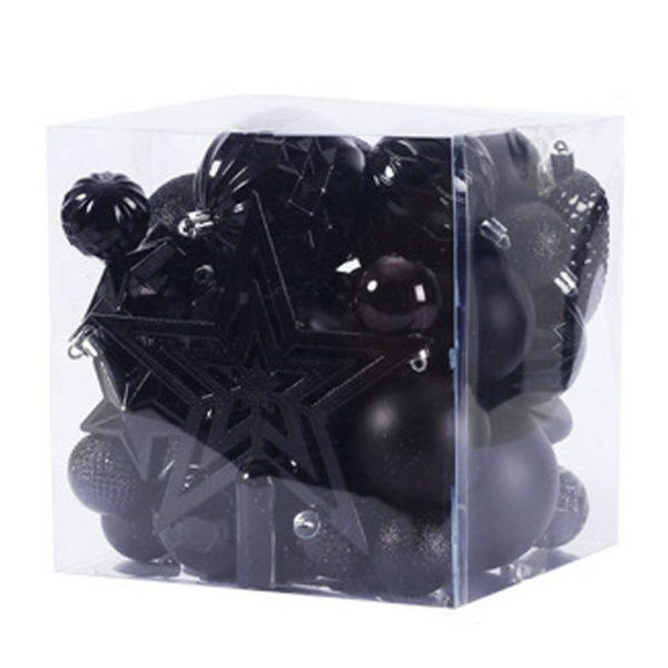 FeelGlad Weihnachtsbaumkugel »Weihnachtskugel Ornament, schwarz Satz von 45 Zubehör, Christbaumschmuck«