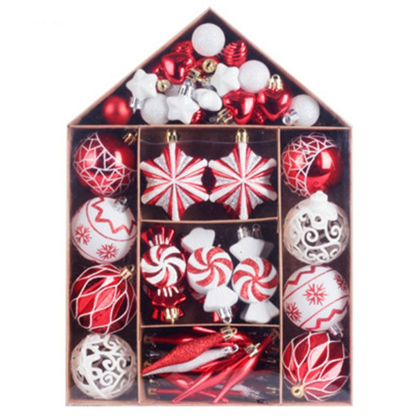 FeelGlad Weihnachtsbaumkugel »Weihnachtskugel Ornament Set, rot und weiß bemalte Weihnachtskugeln, Christbaumbehang«