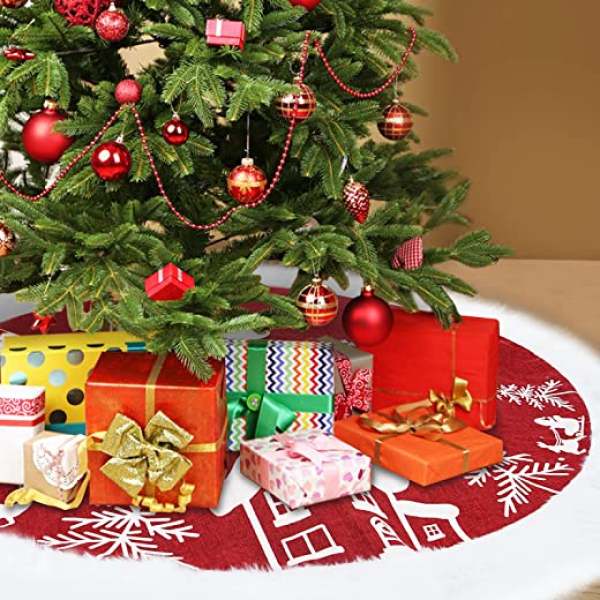 Feesiluu Weihnachtsbaum Decke, Plüsch Weihnachtsbaum Rock Weihnachtsbaumdecke Rund Groß Christbaumdecke Christbaumständer Teppich Baumdecke…