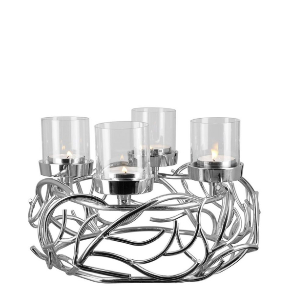 Fink Kerzenständer »FINK Adventskranz Ramus – silber – H. 23cm x D. 40cm«