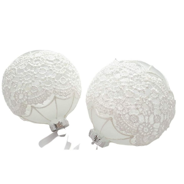 Florissima Weihnachtsbaumkugel »4 Kugeln Glas Häkelband Bordüre Weiß 8cm Weihnachtsschmuck Weihnachtsdeko Hänger Weihnachten Dekoration«