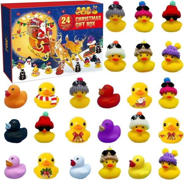 flowgoer Adventskalender 2023,Weihnachts-Quietschenten-Countdown-Adventskalender, für Jungen, Mädchen, Kinder, Weihnachtsgeschenke, 1 Box