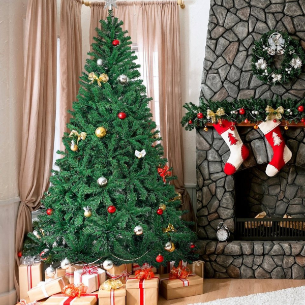 Fortuna Lai Künstlicher Weihnachtsbaum, 228 cm Ständer künstlicher Tannenbaum mit 350 LED-Leuchten Christbaum Baum Tanne Weihnachten